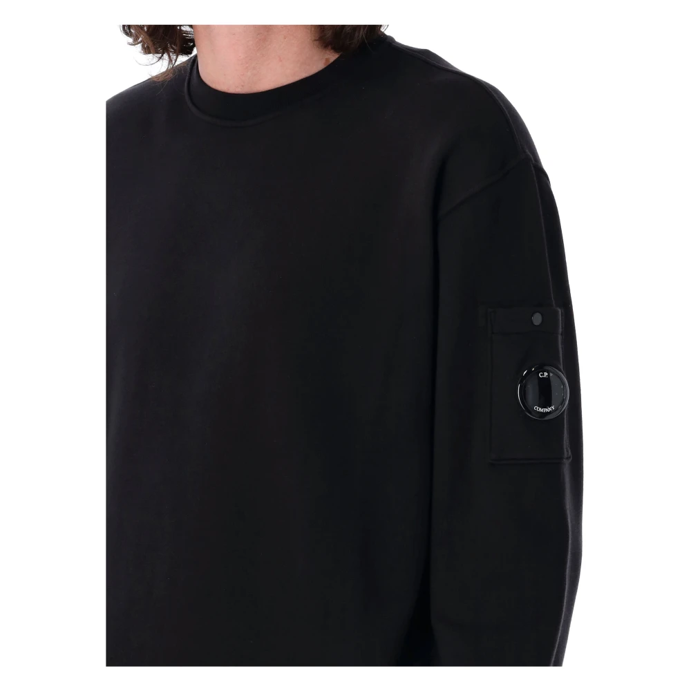 C.P. Company Zwarte Gebreide Fleece Lens Sweatshirt Black Heren