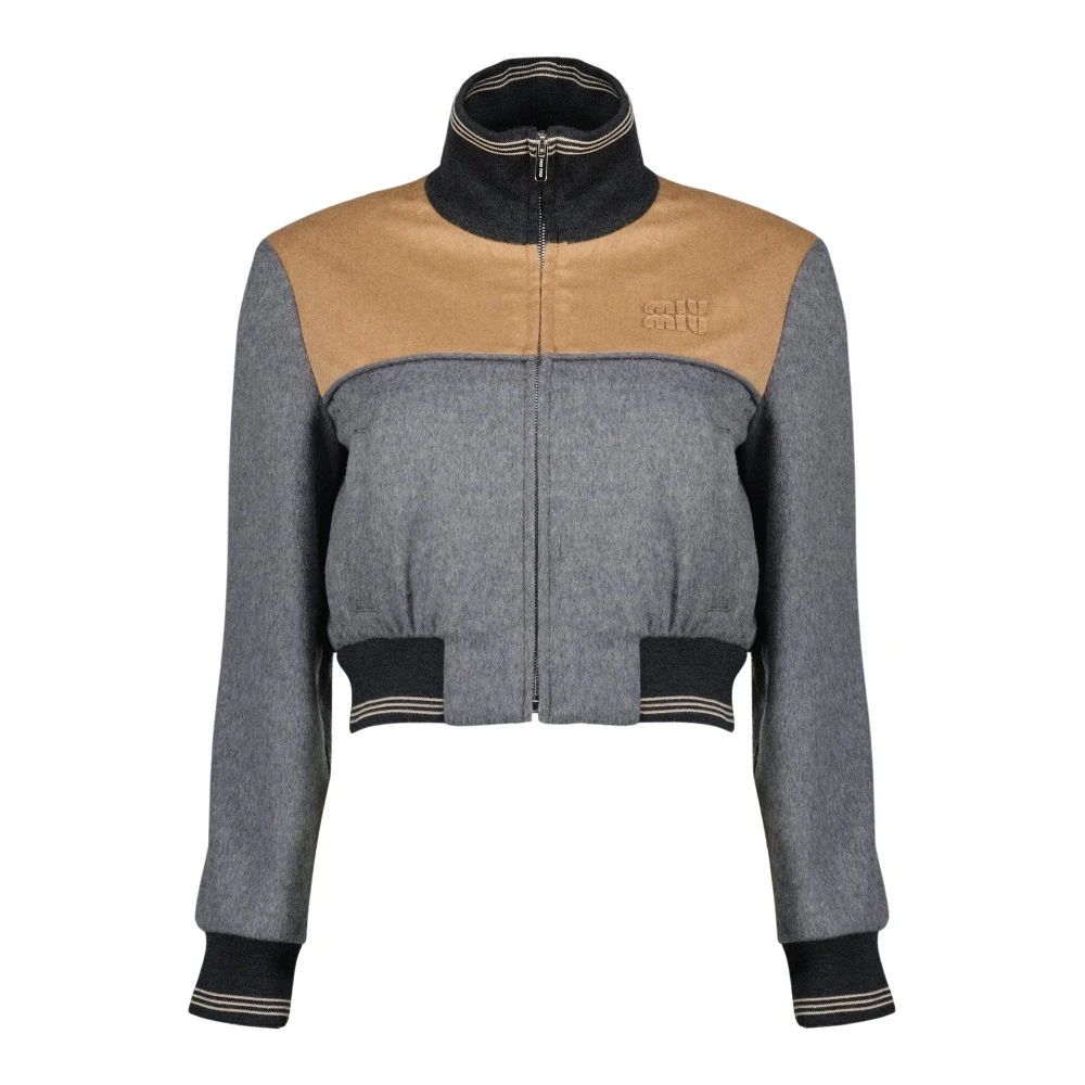 Miu Miu Women's Gray Velvet Zip Jacket - Bomber Jackets - Xs - Jackets