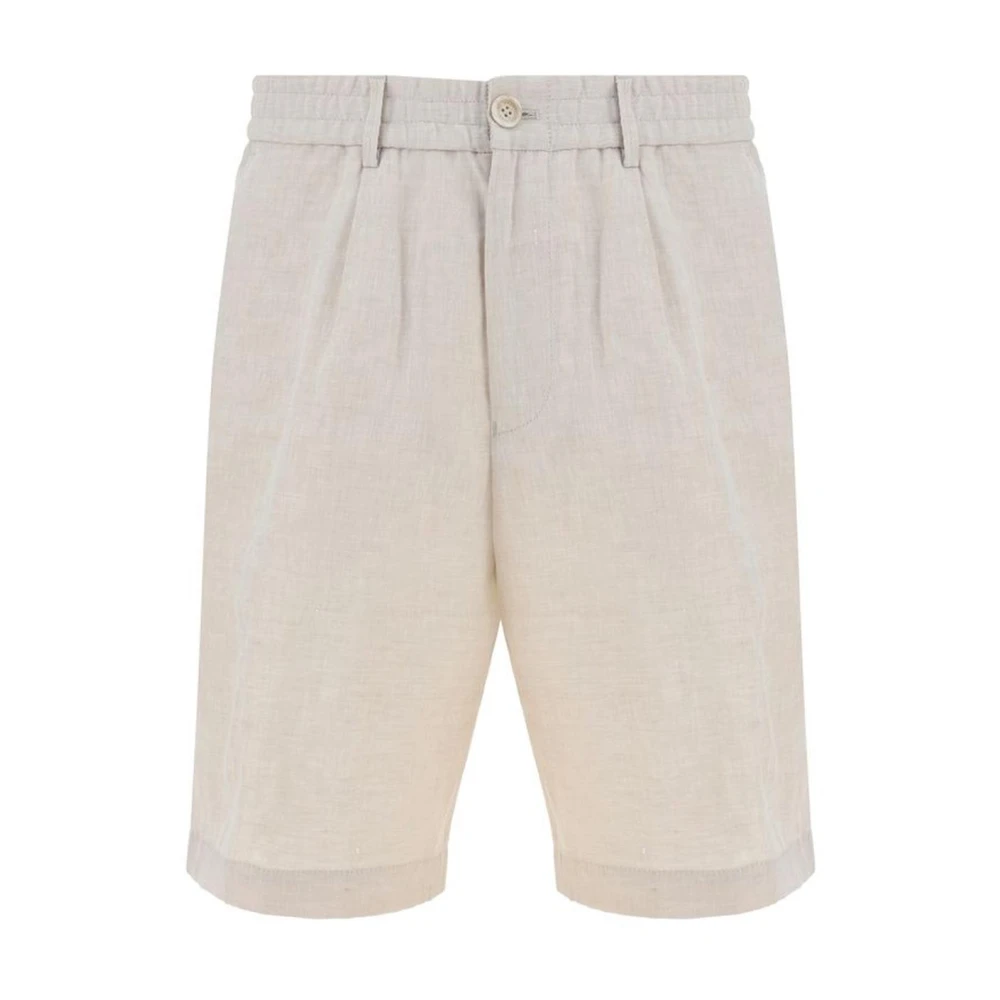 BRUNELLO CUCINELLI Elastische Linnen Shorts met Zakdetails White Heren