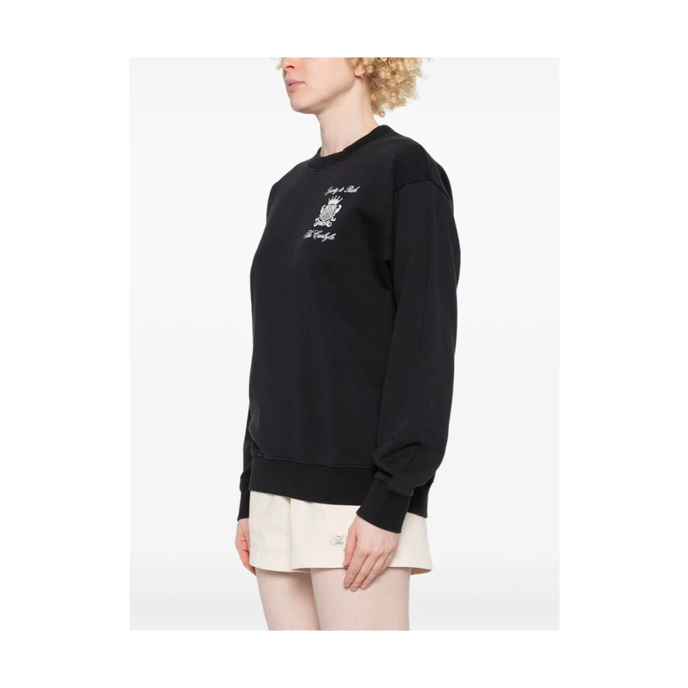 Sporty & Rich Zwarte Sweater met Logo Print Black Dames