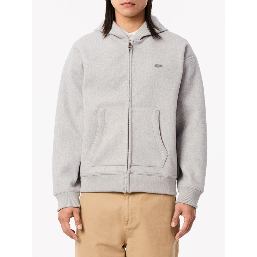 Lacoste Grijze Zip Hoodie met Krokodillenlogo Gray Heren