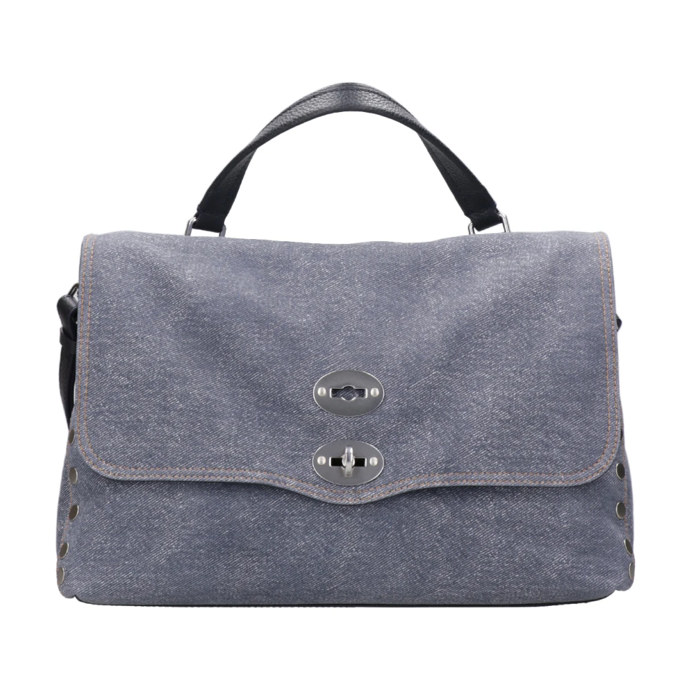 Zanellato Gestructureerde Leren Schoudertas met Studs Blue Dames