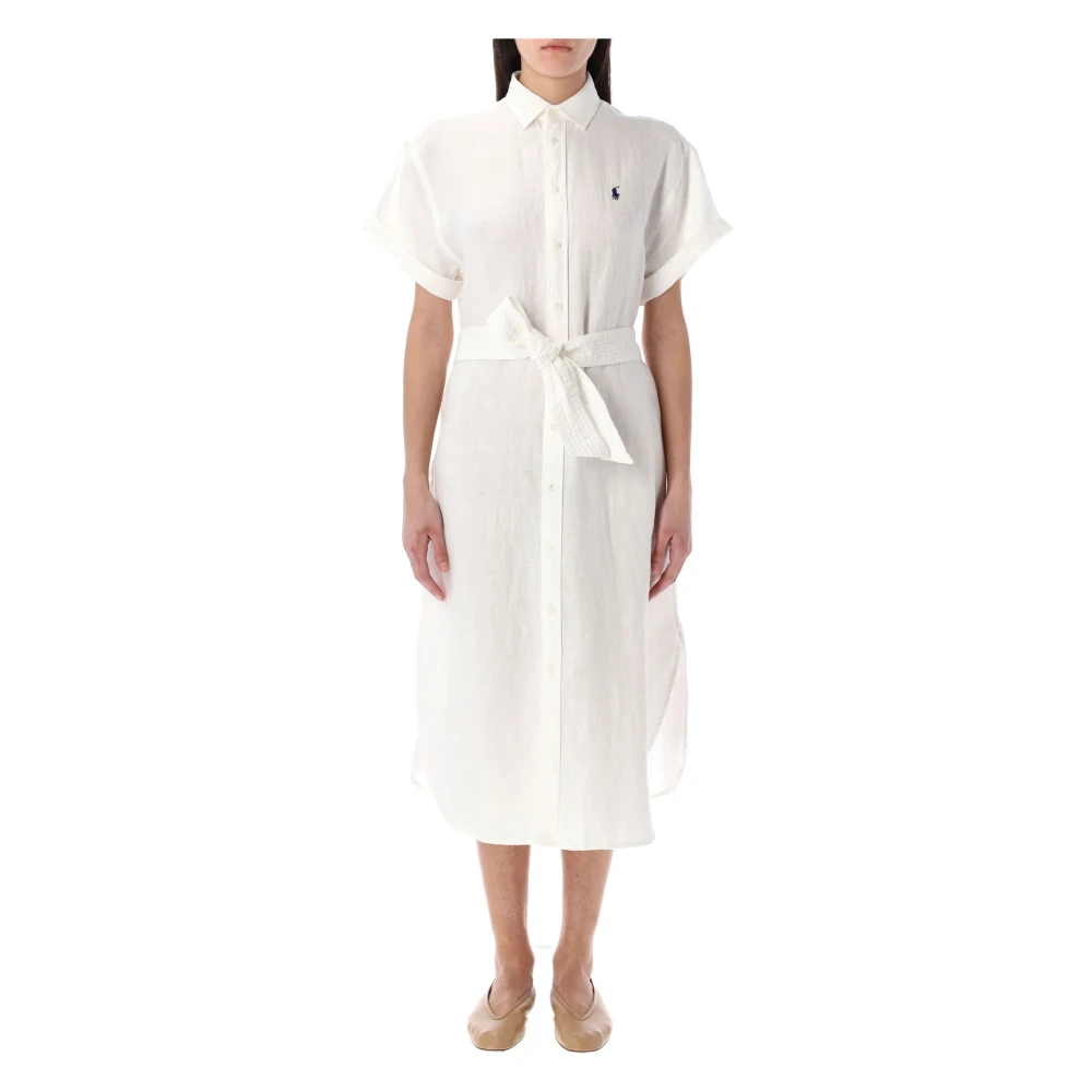 Polo Ralph Lauren Stijlvolle Midi Overhemdjurk White Dames