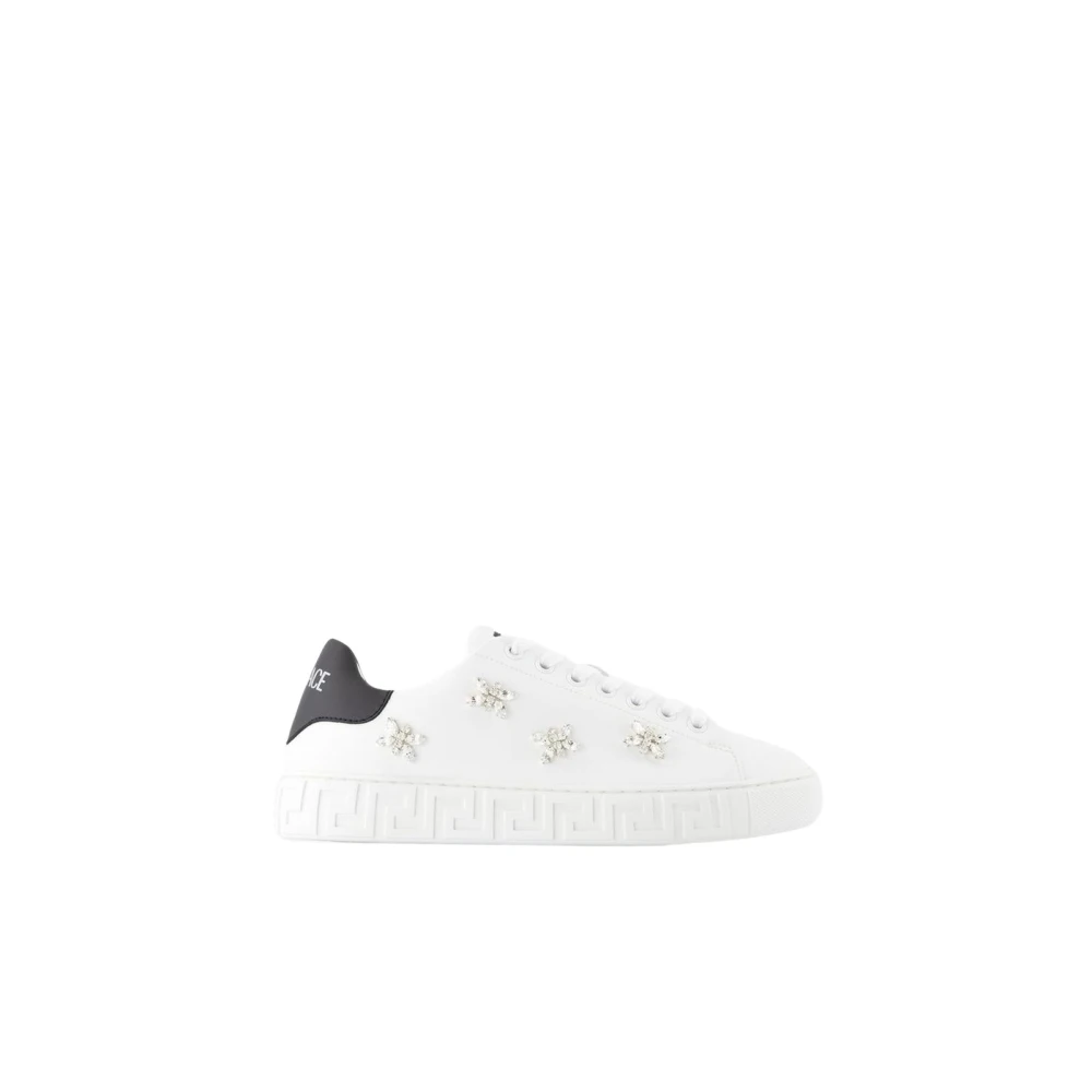 Versace Embellished Medusa Studded Leather Sneakers Dames Schoenen Wit