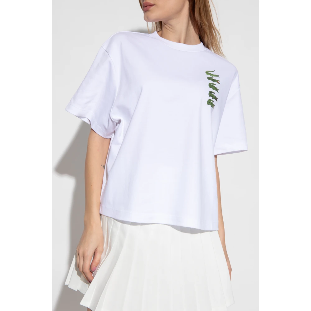 Lacoste Bedrukt T-shirt White Dames