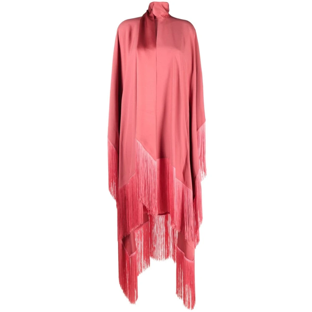 Taller Marmo Rosa Peony Crepe Kaftan med Fransad Kant Pink, Dam