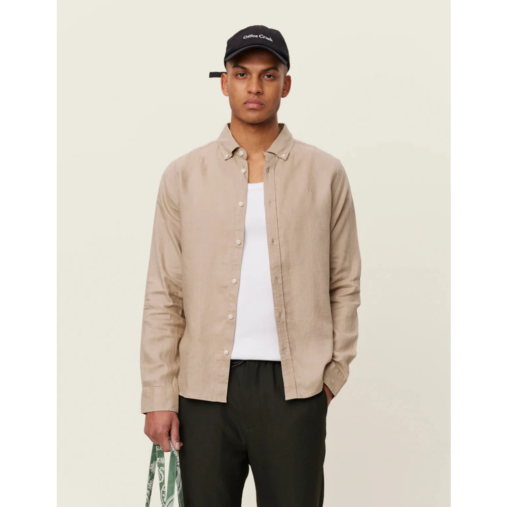 Les Deux Linnen Overhemd Beige Heren