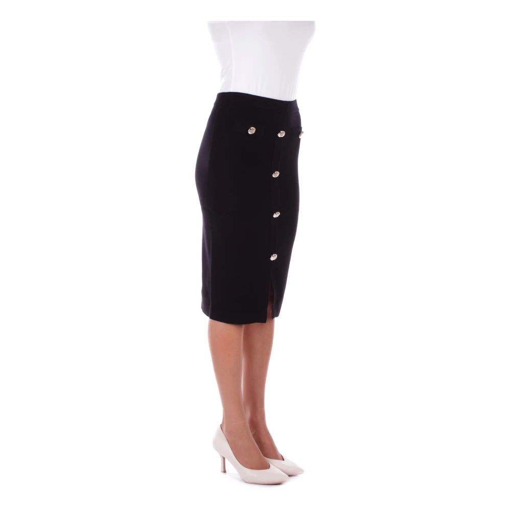 Blugirl Zwarte Rok Met Knopen Slim Fit Black Dames