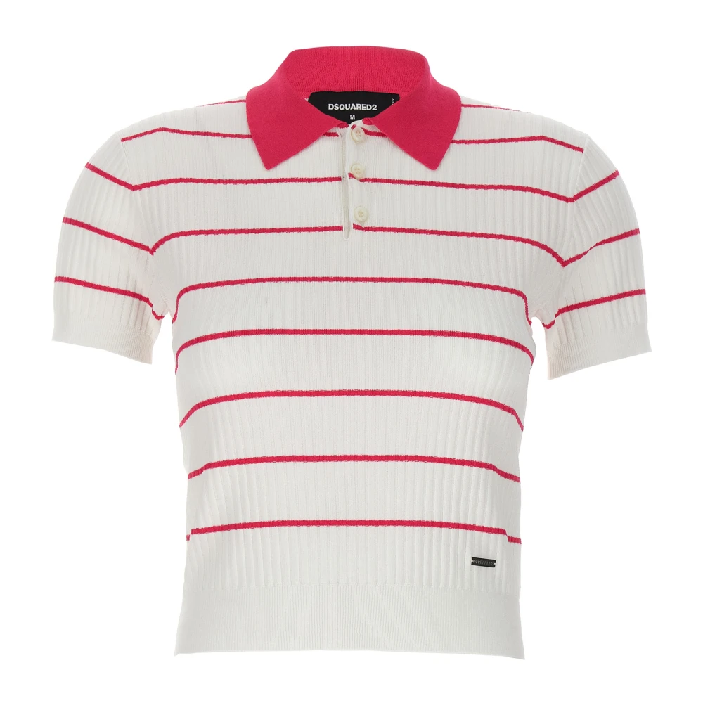Dsquared2 Women's Multicolor Polo Shirts, M, Striped Polo Shirt