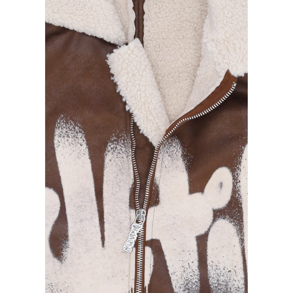 Disclaimer Bruine Shearling Logo Jas Brown Heren