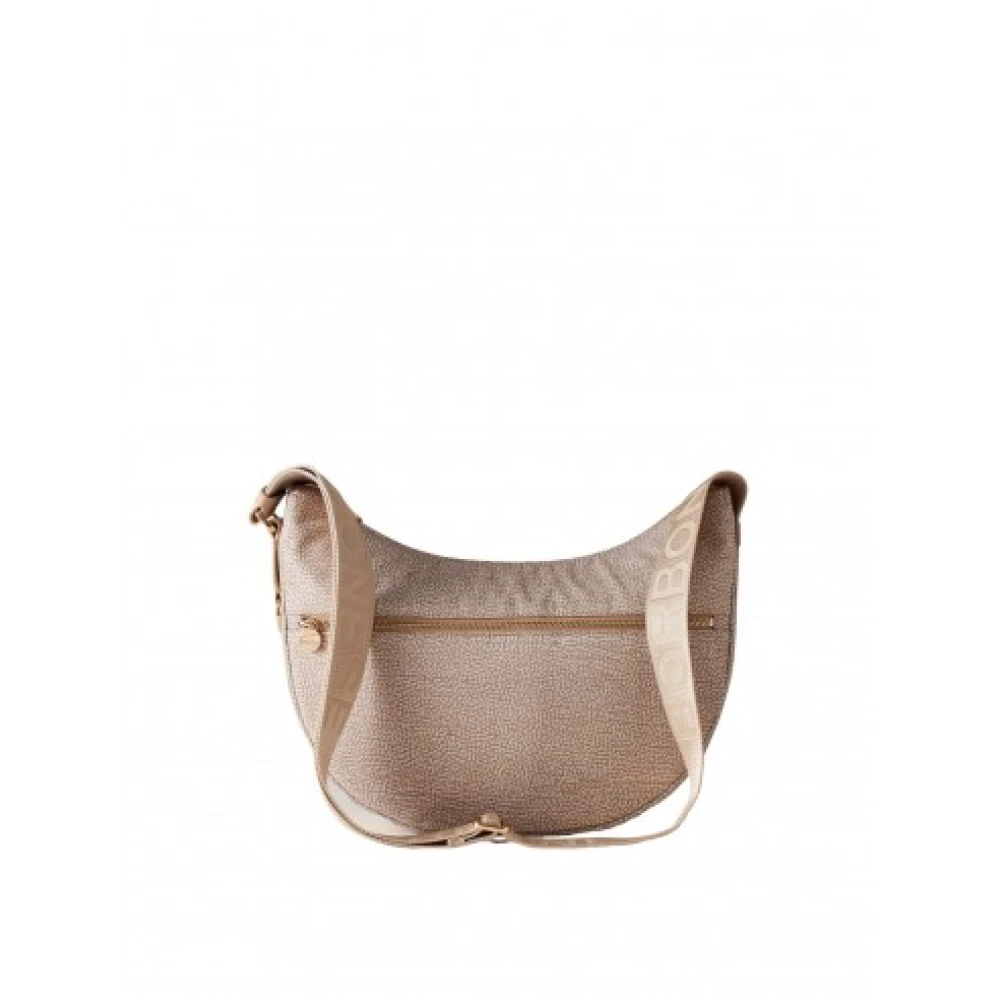 Borbonese Halve Maan Zand Hobo Tas Beige Dames