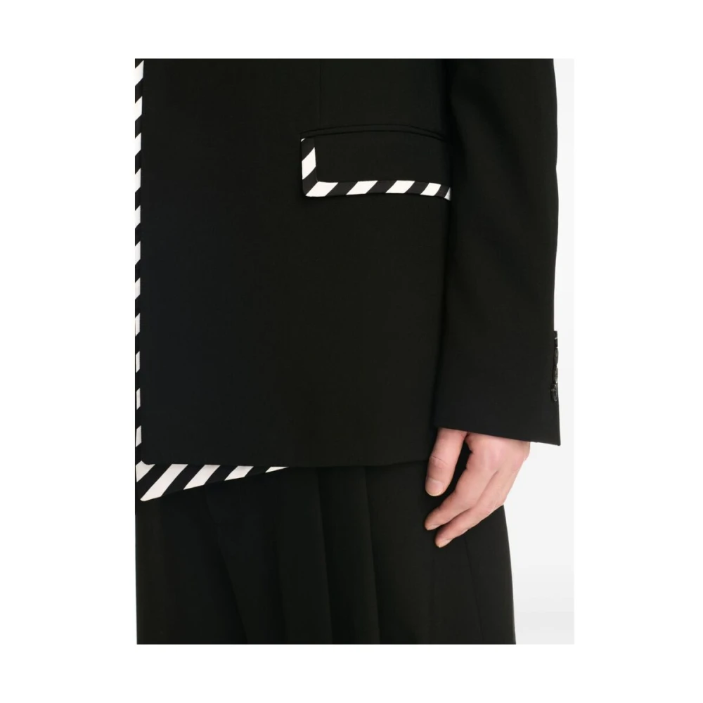 Off White Gestreepte wollen jas Black Heren