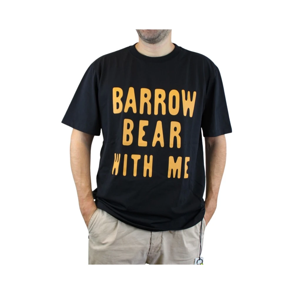 Barrow Zwarte T-shirt met korte mouwen en voorletters en achterontwerp Black Heren