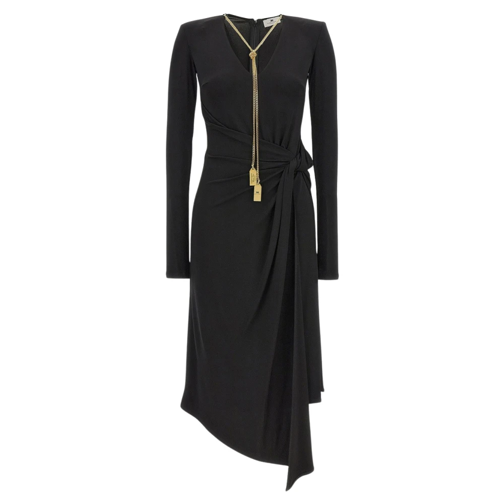 Elisabetta Franchi Elegante Viscose Jurk Black Dames