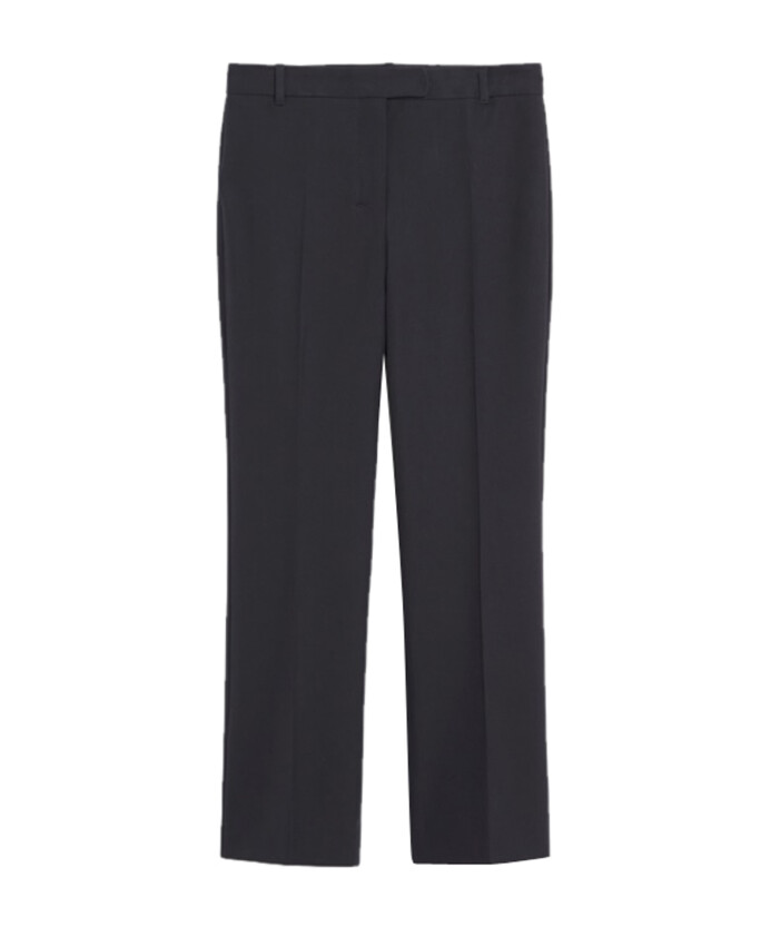 pantalon-evase-en-melange-de-coton-noir