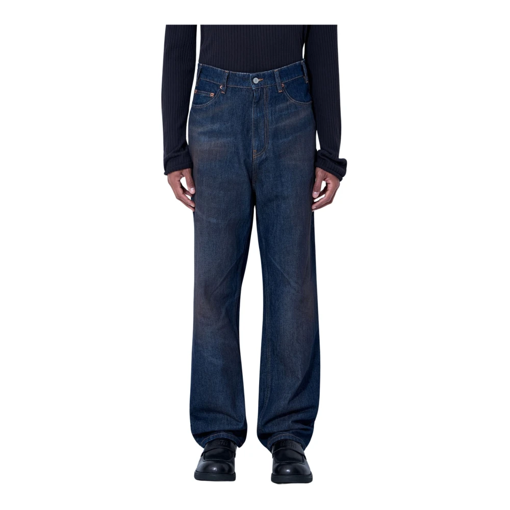 Mm6 Maison Margiela Men's Blue Wide Jeans, W30, Relaxed Fit Denim Jeans