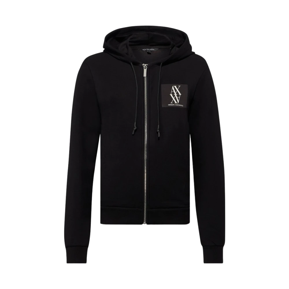 Emporio Armani Sportieve Zwarte Rits Hoodie Trui Black Dames