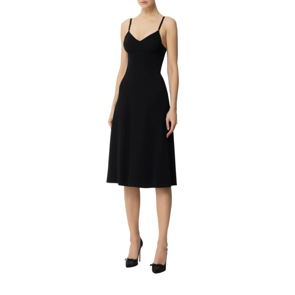 Elisabetta Franchi Black Midi Dresses, Female, Xl, Elegant Midi Dress
