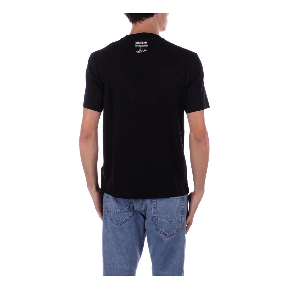 Barbour T-shirt met logo op de voorkant regular fit Black Heren