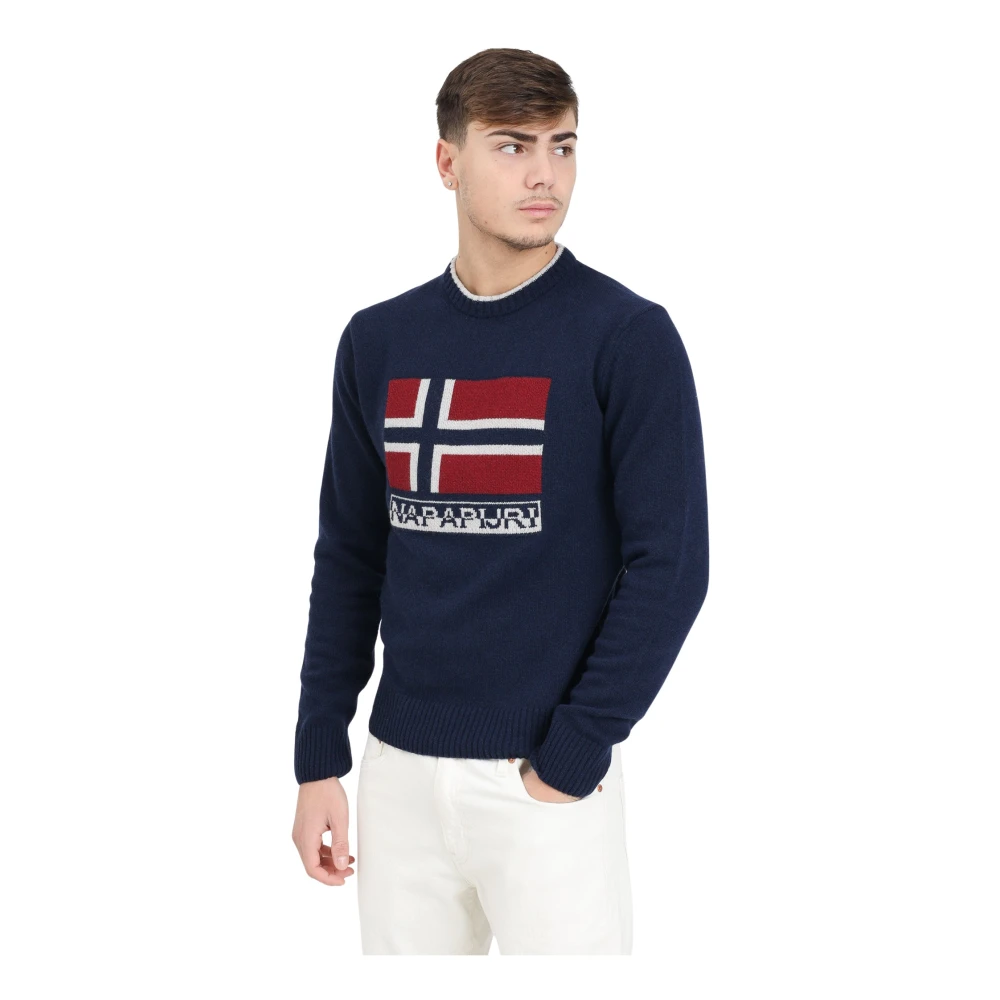 Napapijri Noorse Vlag Trui Silvretta Blauw Blue Heren