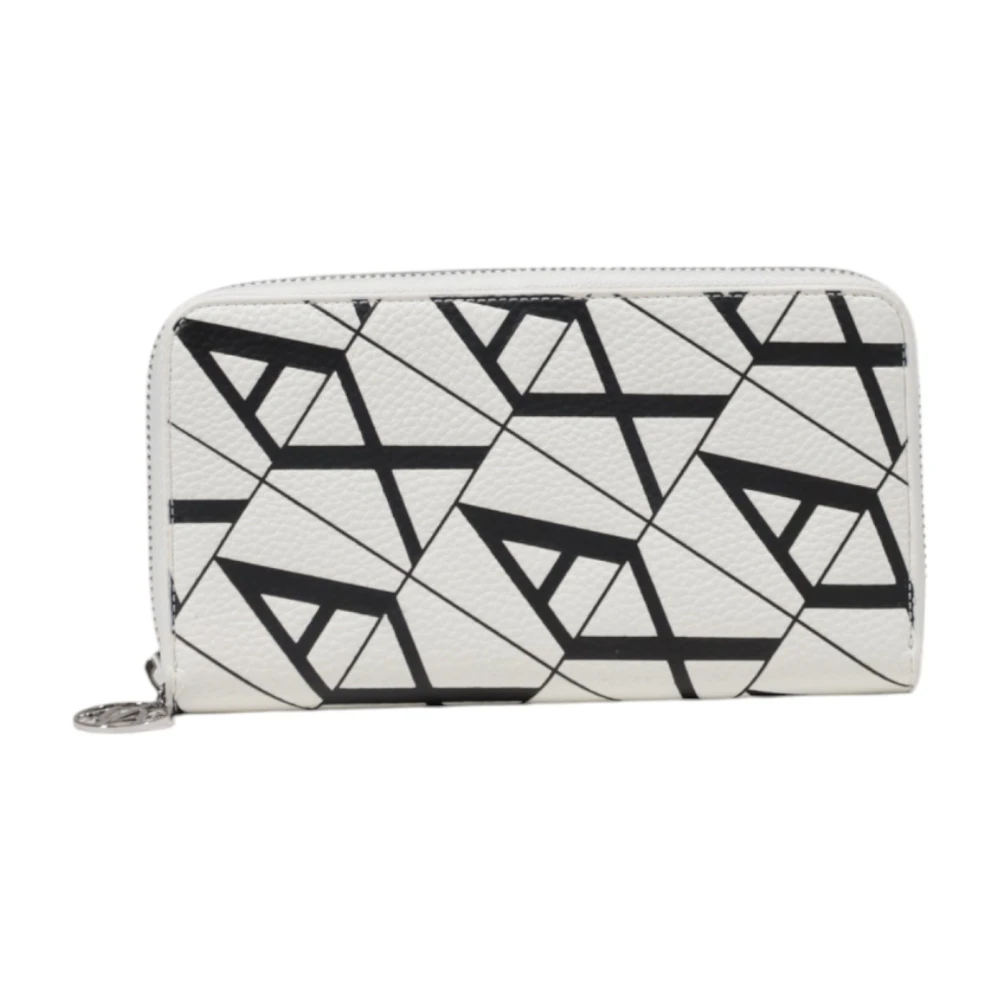 Armani Exchange Stijlvolle Bedrukte Ritsportemonnee White Dames