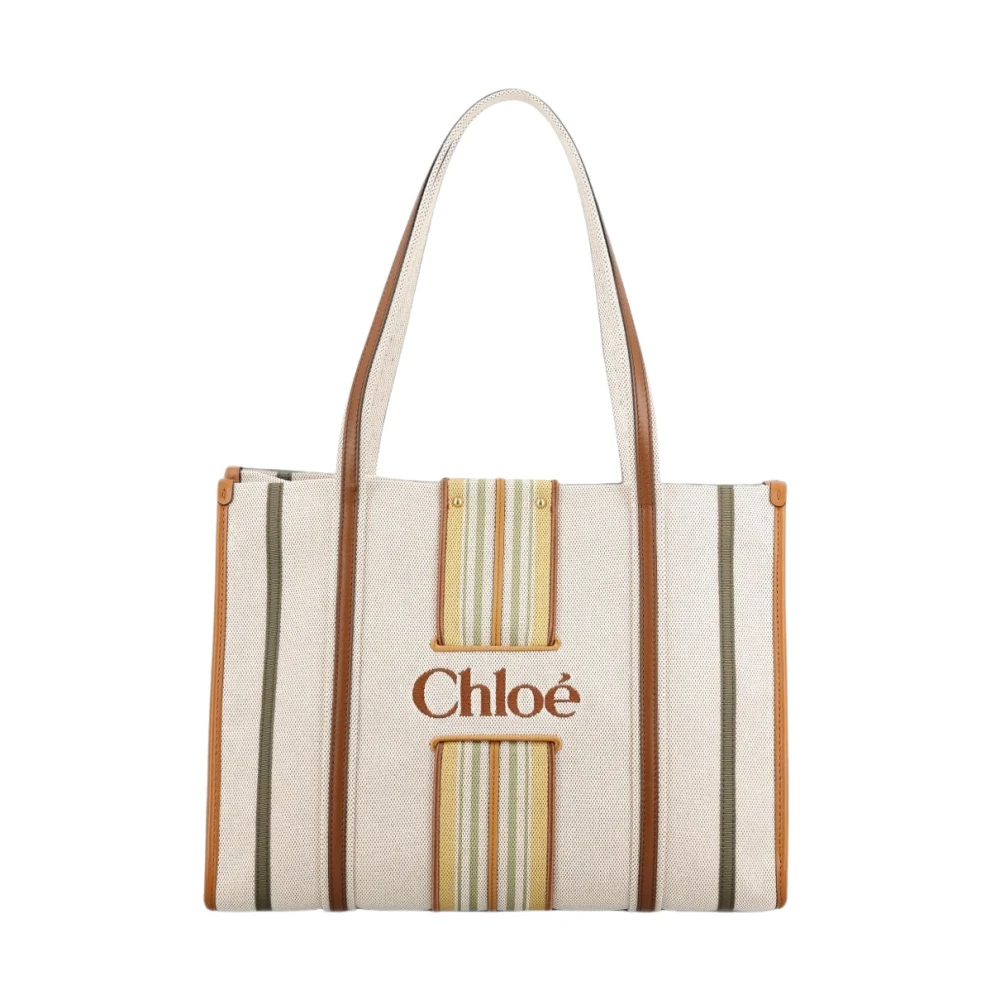 Chloe Women's Woody Loop Striped Cotton Tote Bag - Pure Brown - Image 4