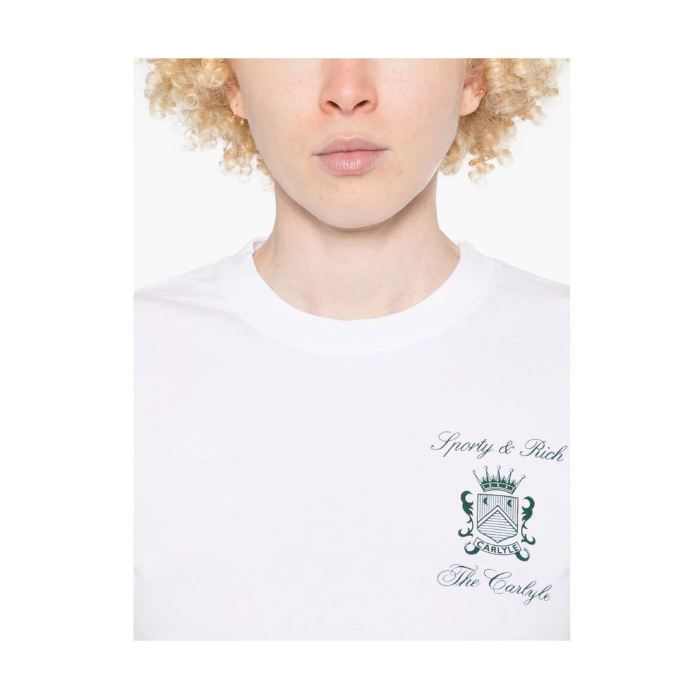 Sporty & Rich Witte Crew Neck Korte Mouw T-shirt White Dames