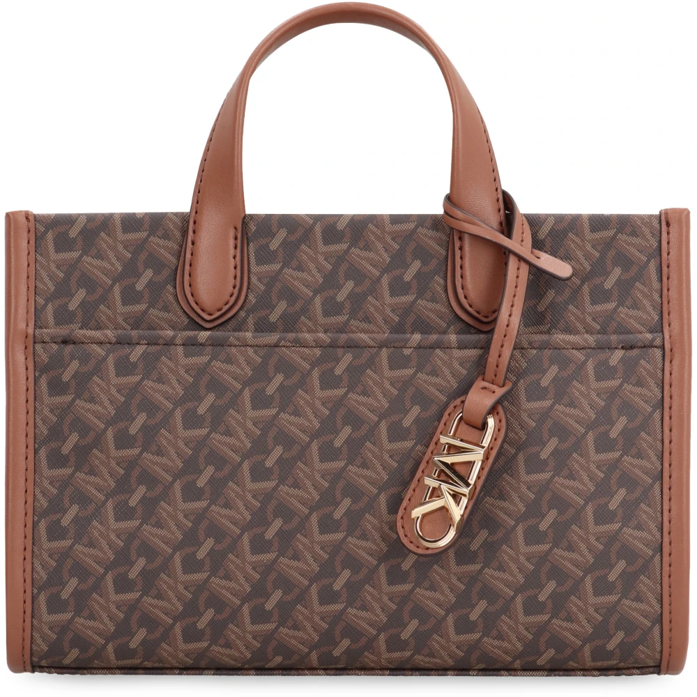 Michael Kors Bedrukte canvas messenger tas met leren details Brown Dames