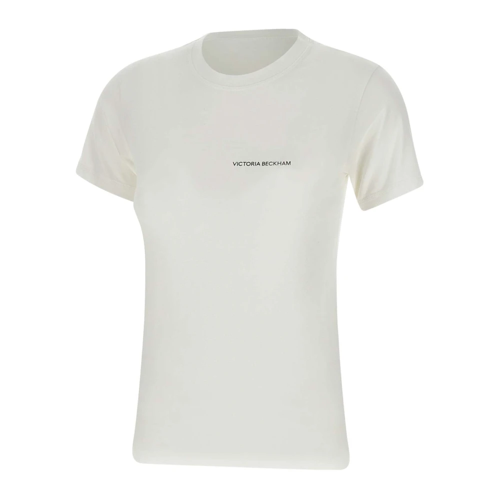 Victoria Beckham Wit Katoenen T-shirt met Logo White Dames