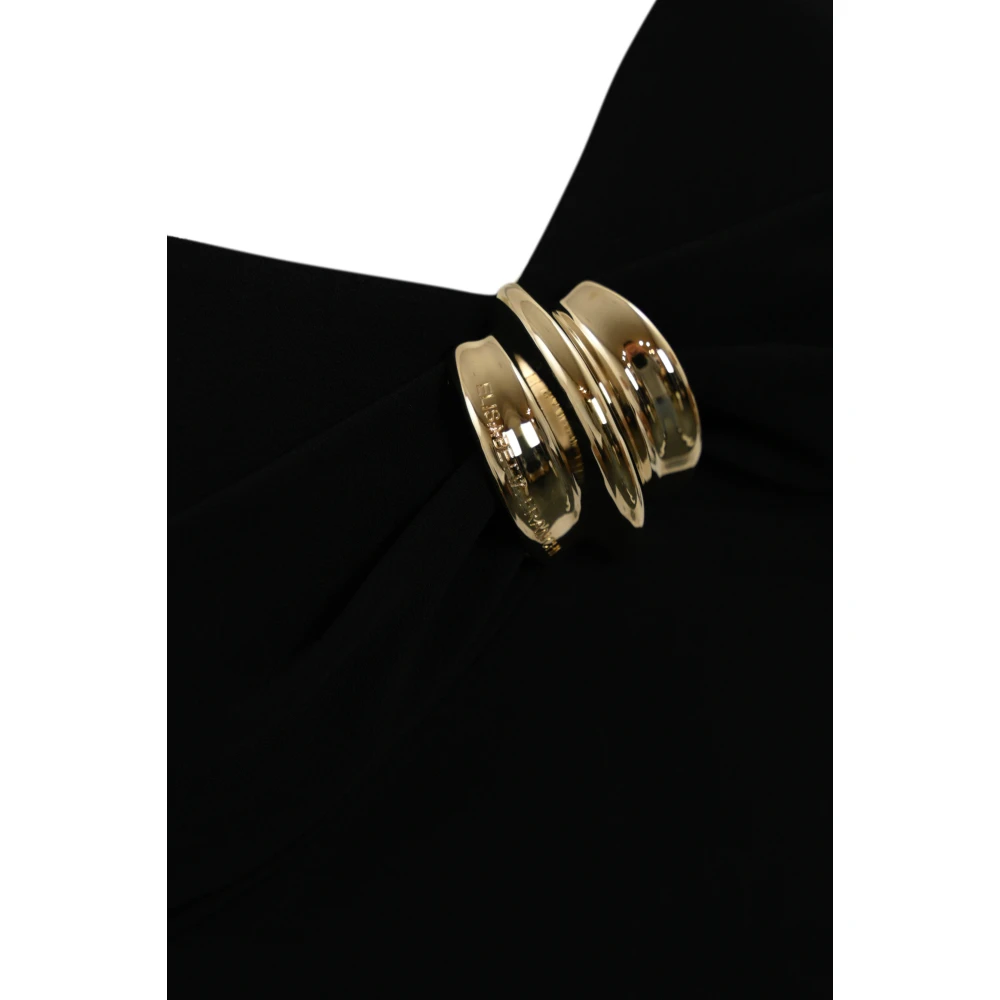 Elisabetta Franchi Zwarte Crepe Mouwloze Hart Hals Top Black Dames