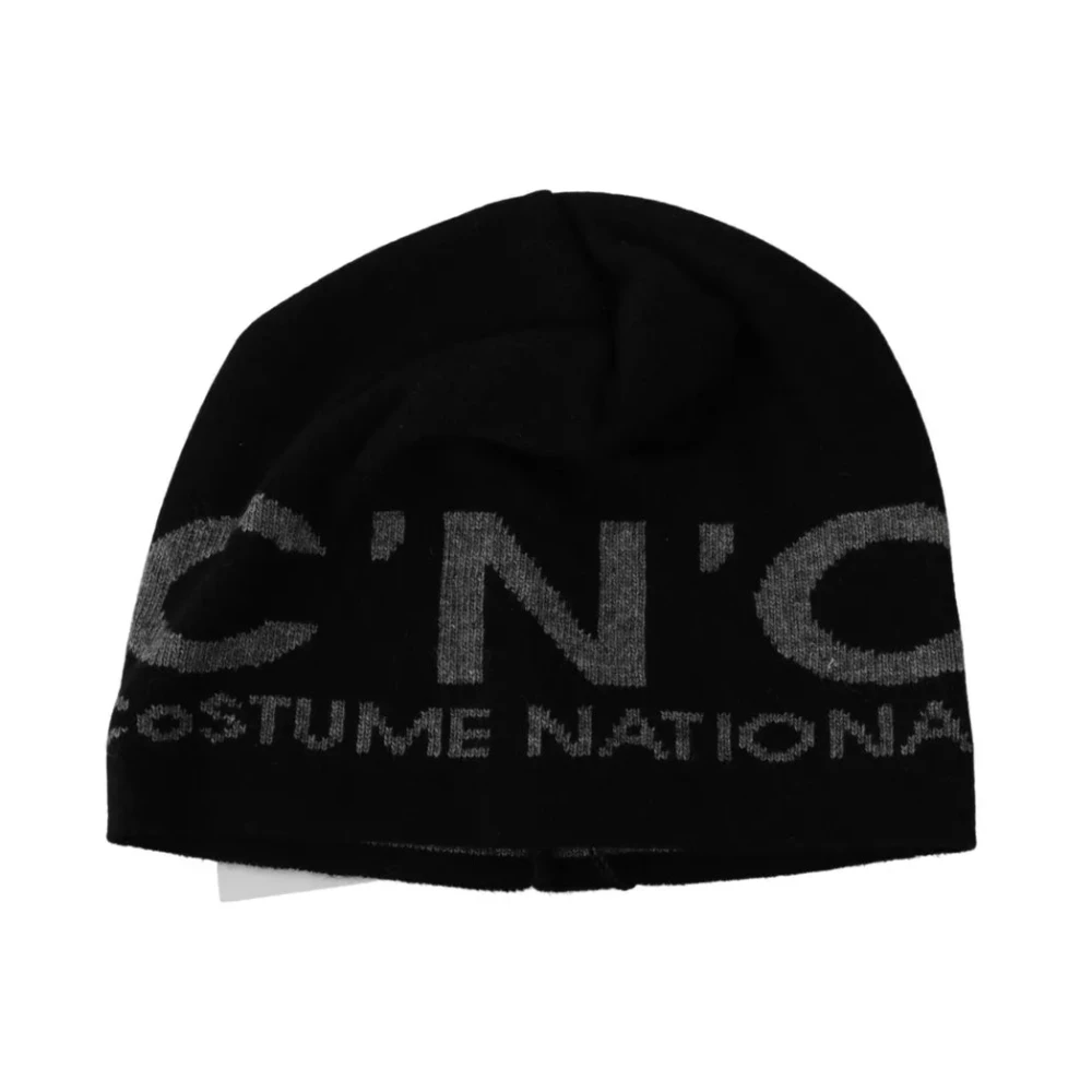 Costume National Zwarte wollen blend beanie muts Black Unisex