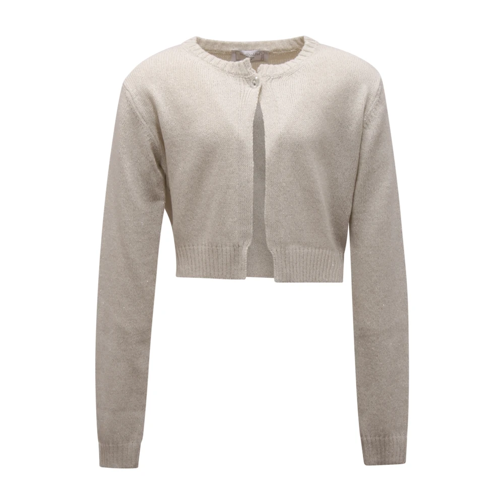 Monnalisa Girls Gray Lurex Cardigan - Kids Cardigans - 11 Y - Kids