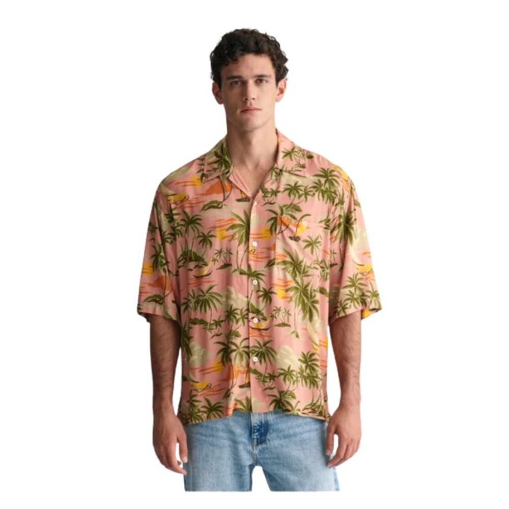Gant Korte mouwen Hawaiiaans overhemd losse pasvorm Multicolor Heren