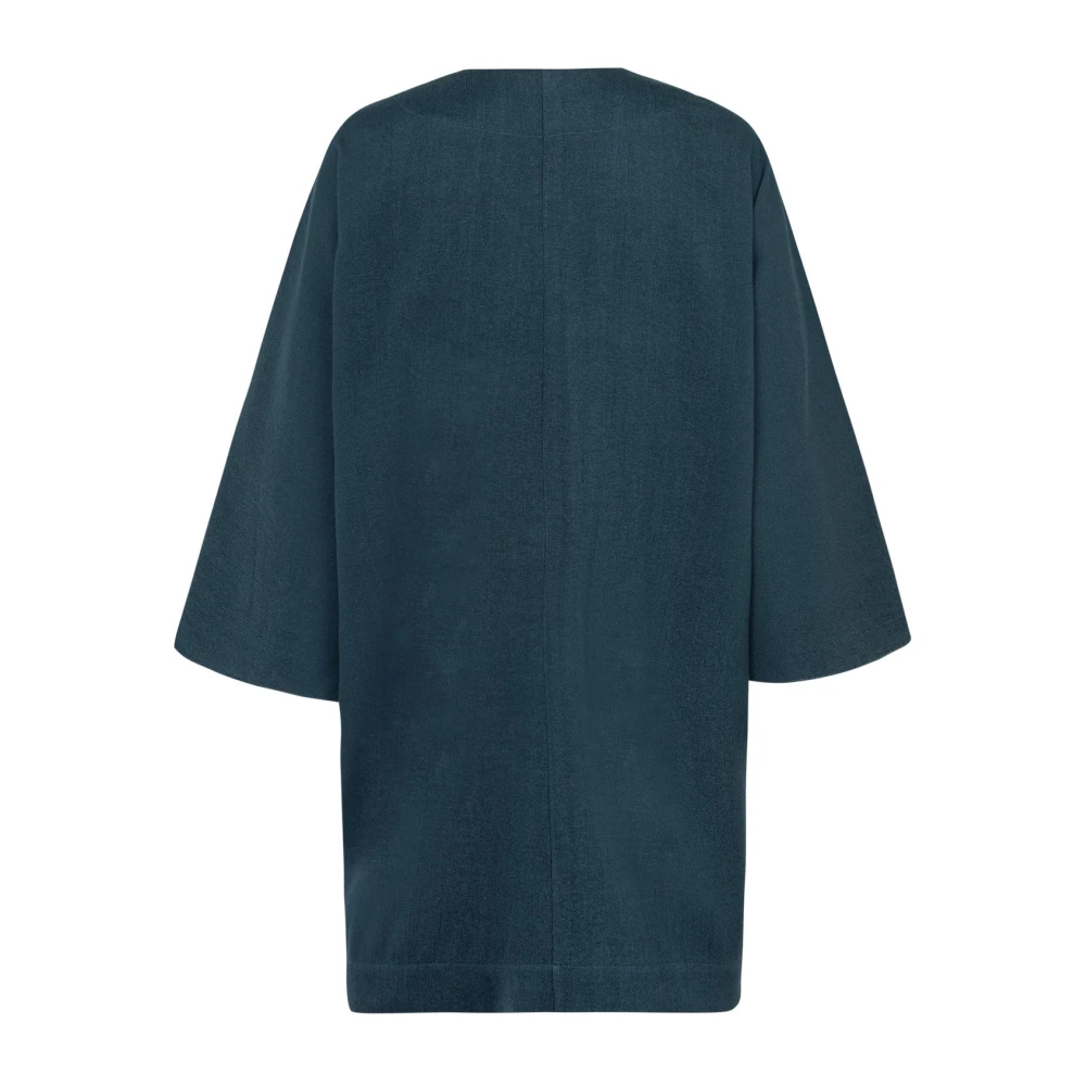 Cortana Blauwe Open Jas Zijde Viscose Blue Dames