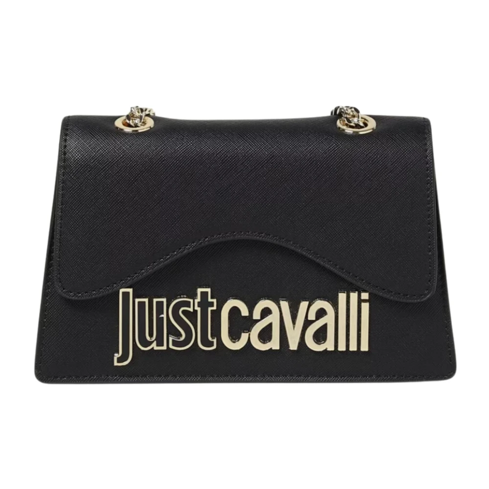 Just Cavalli Zwarte Mini Handtas met Gouden Accenten Black Dames