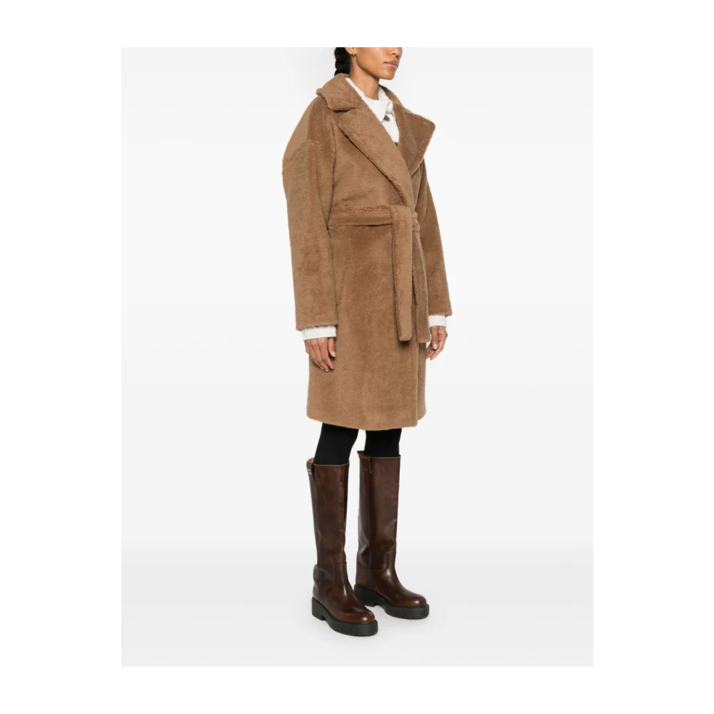 Max Mara Weekend Kameel Fleecejas met Riem Brown Dames