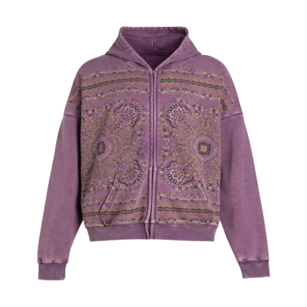 Found Unisex Purper Hoodies & Sweatvesten Paars, M, Katoen, Motif Zip-Up Hoodie