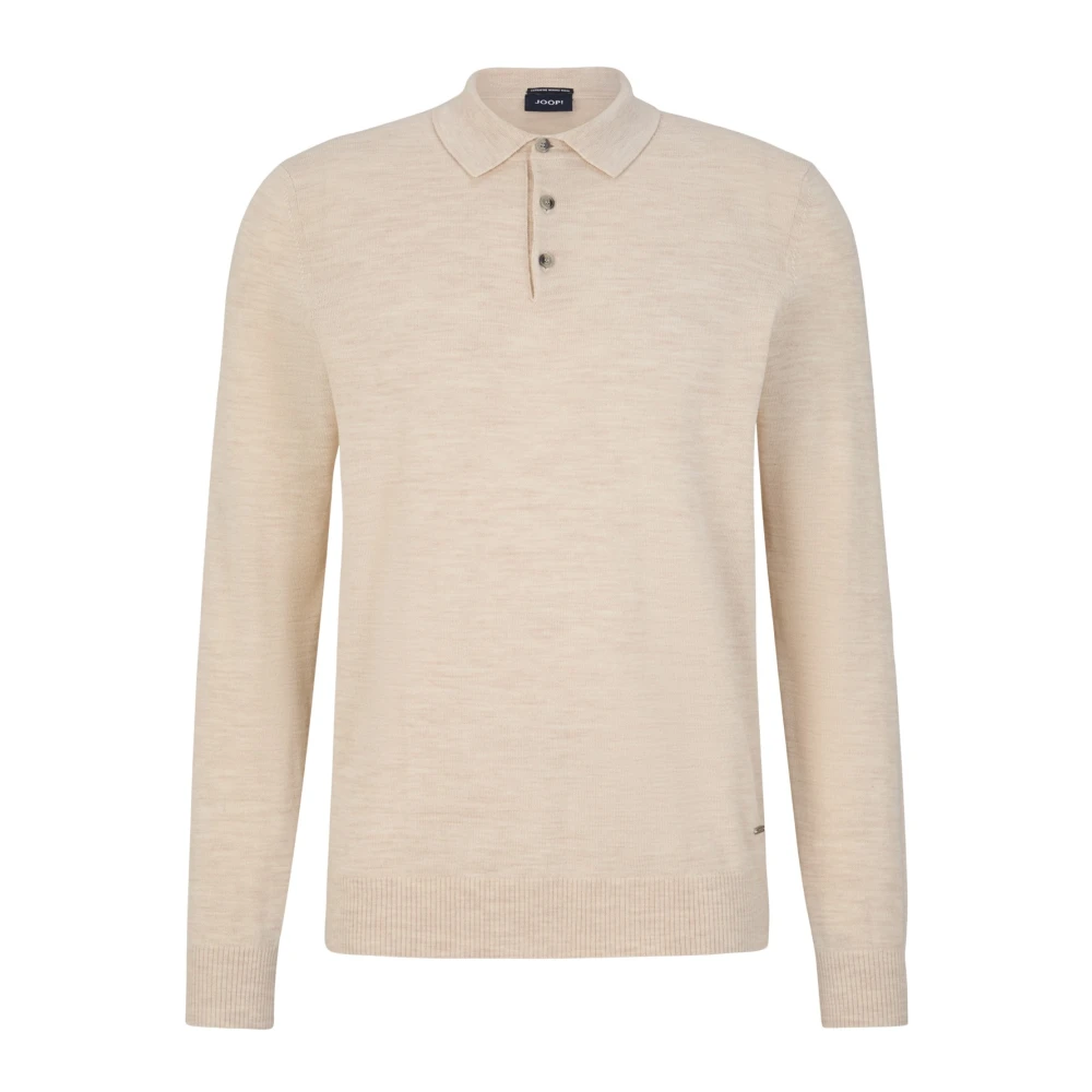 Joop! Lichtbeige wollen trui polostijl Beige Heren