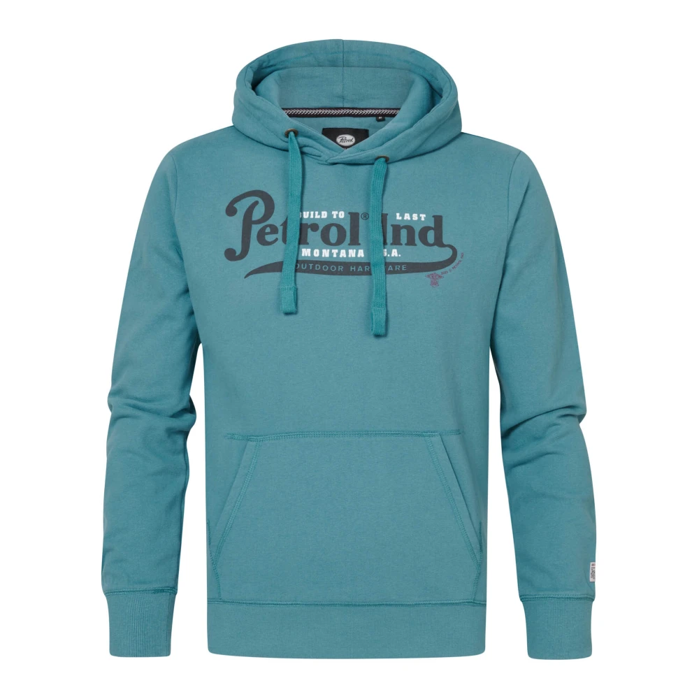 Petrol Marinette Hoodie met Logoprint Blue Heren