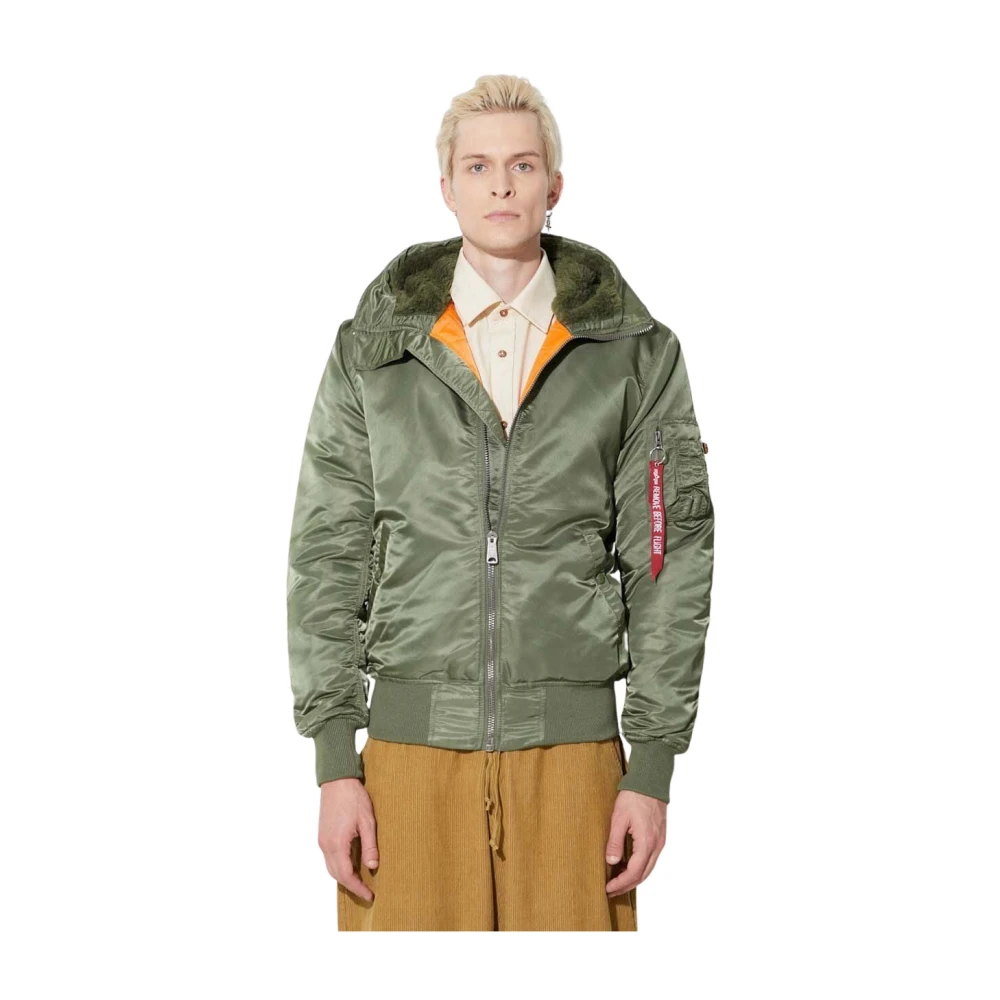Alpha Industries Uomo Verde Giacca Bomber Con Cappuccio Ma-1 - Immagine 2