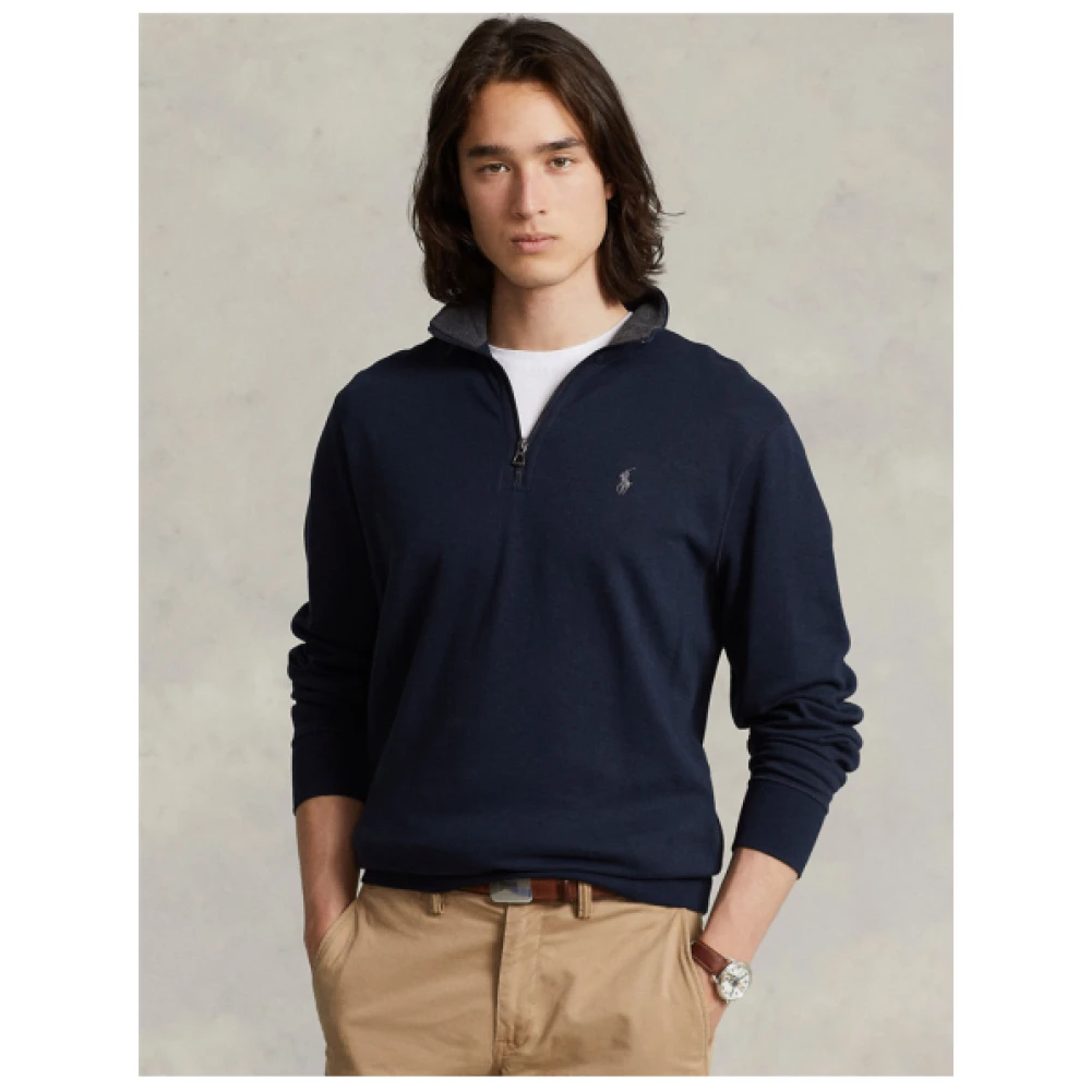 Polo Ralph Lauren Chique en Casual Demi-Zip Katoenmix Trui Blue Heren