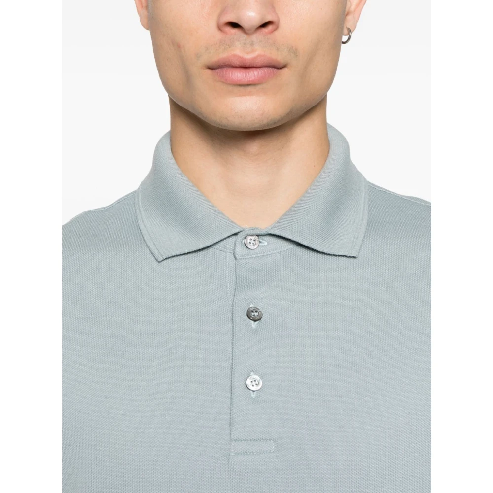 Canali Witte Polo met Knopen Blue Heren