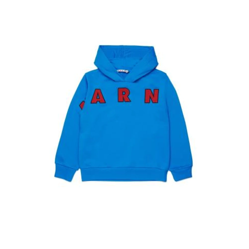 Marni Cotton Hoodie With Patches - Unisex - Kids Sweatshirts - Blue - 4 Y - Kids