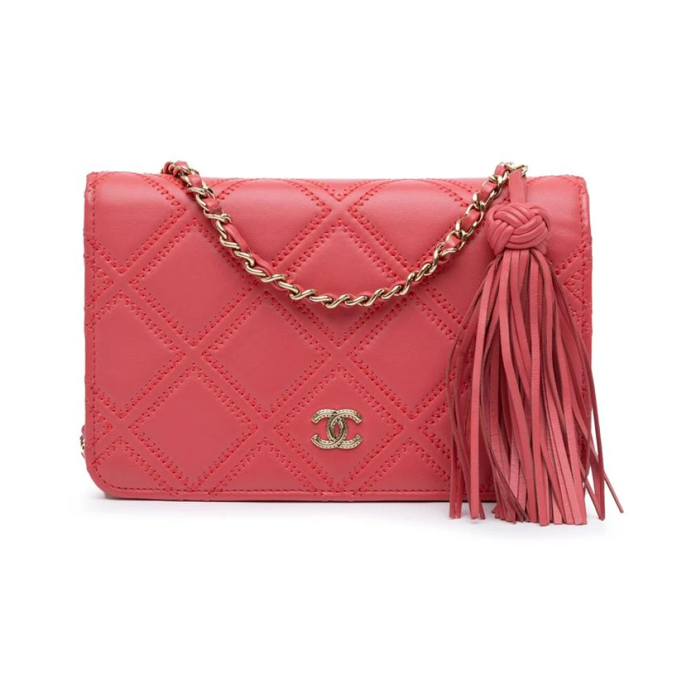 Chanel Vintage Women's Pink Vintage Cross Body Bags, One Size, Pre-Owned Quilted Crossbody Bag Tassel