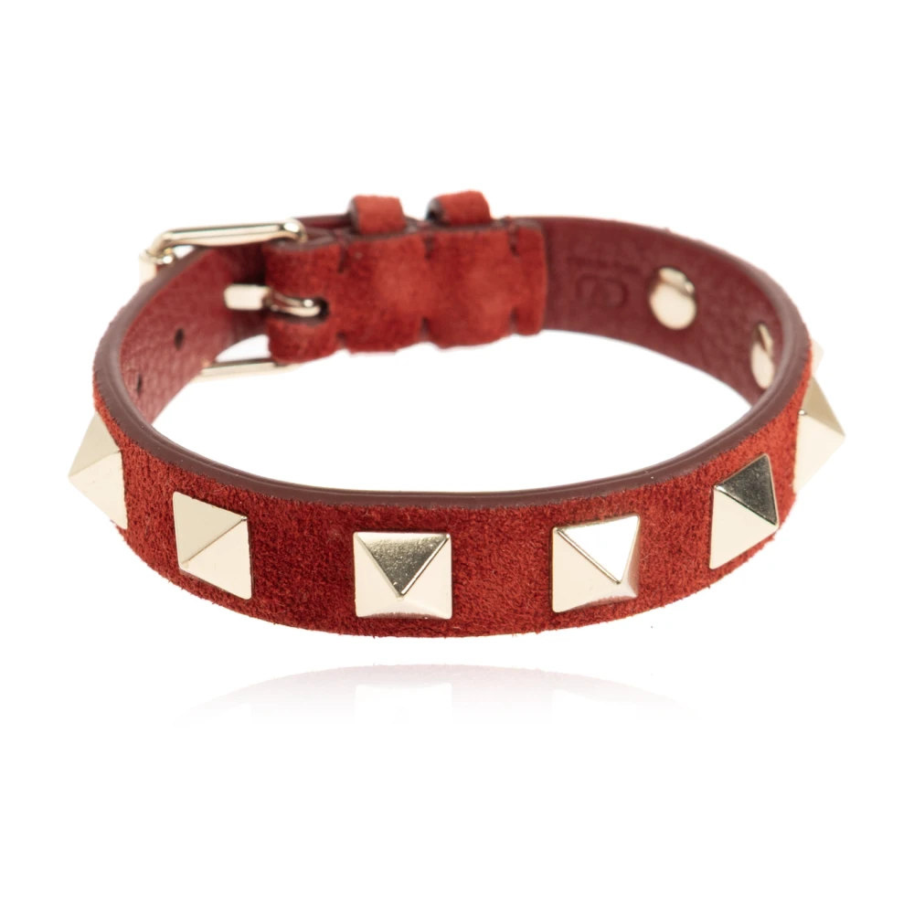 Valentino Garavani Suede Bracelet With Studs - Female - Bracelets - Red - One Size - Accessories
