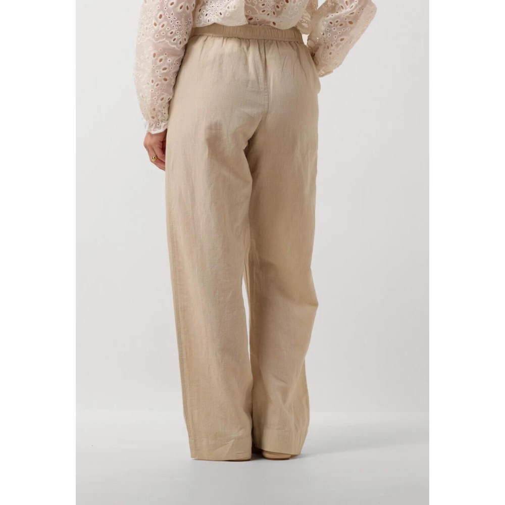 NEO NOIR Beige Linnen Wijde Broek Beige Dames