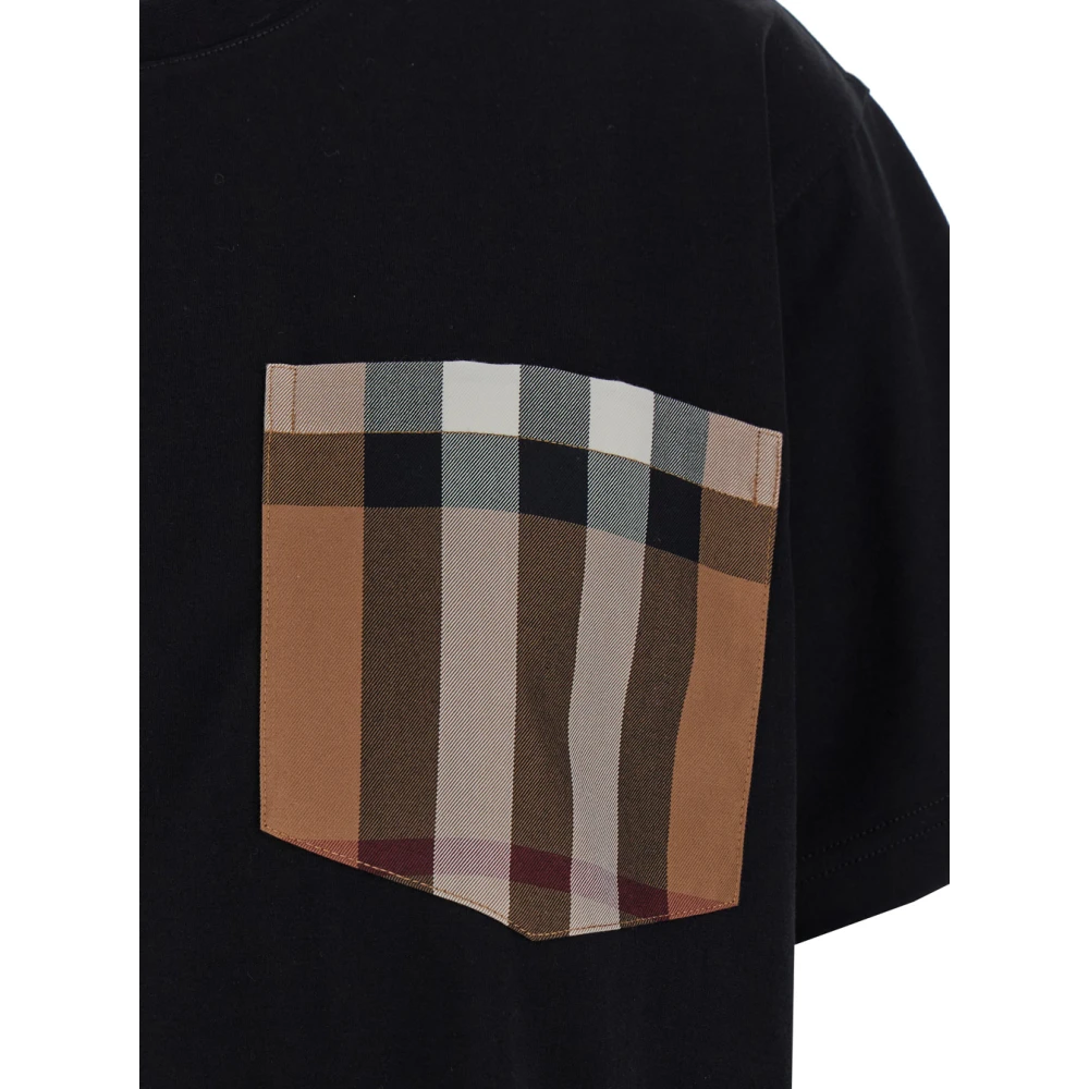 Burberry Zwart T-shirt met ruitzak van katoen vrouw Black Dames