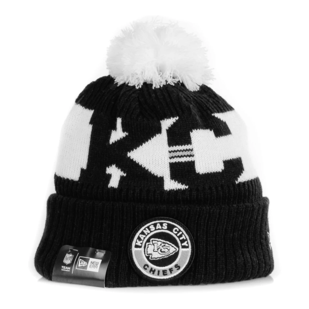 New Era Men's Black Sporty Pom Pom Knit Hat