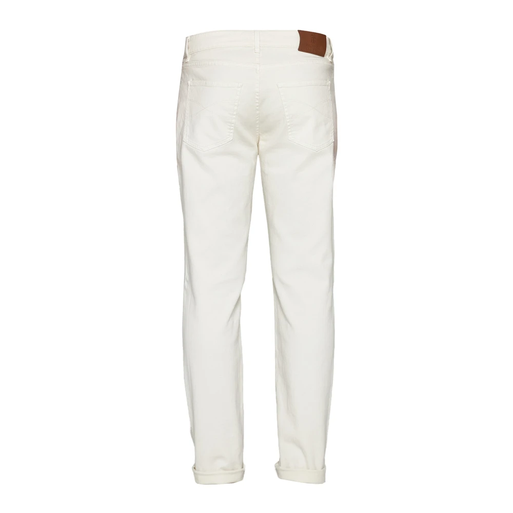 BRUNELLO CUCINELLI Beige Jeans met Patch en Logo Borduursel White Heren