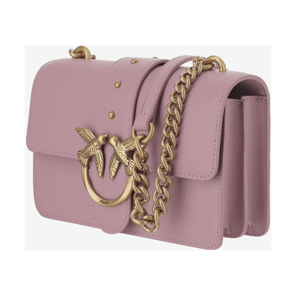pinko Love Birds Leren Schoudertas Pink Dames